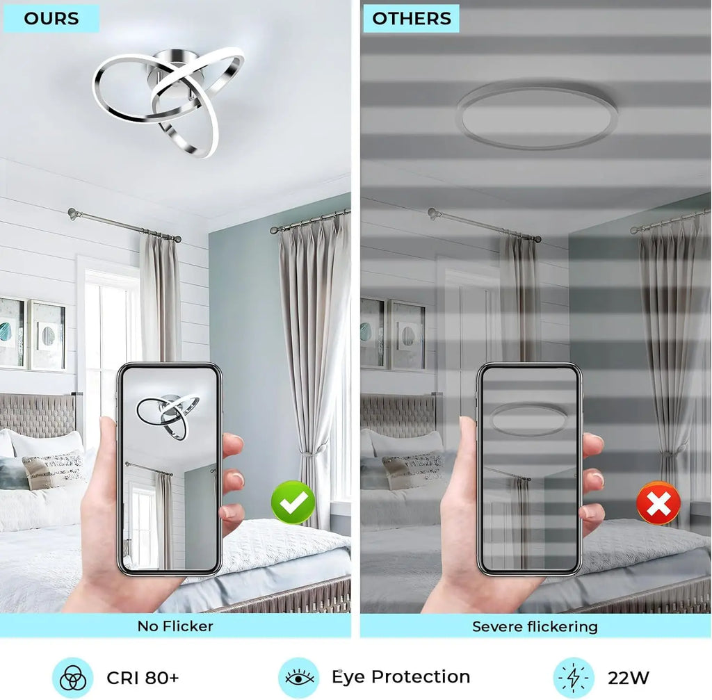 Modern LED Ceiling Light Trefoil Dimmable Black White Gold Lamp Bedroom Bedside Corridor Living Room Backgroud Home Indoor Decor