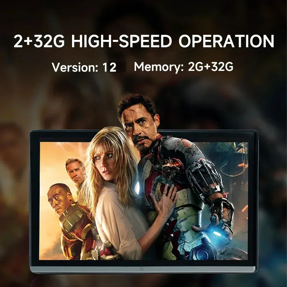 13.3/14" Car Headrest Monitor Display IPS Android 12 2G+32G/4G+64G/8G+128G Touch Screen For Car Rear Seat Player Dual HDMI Music