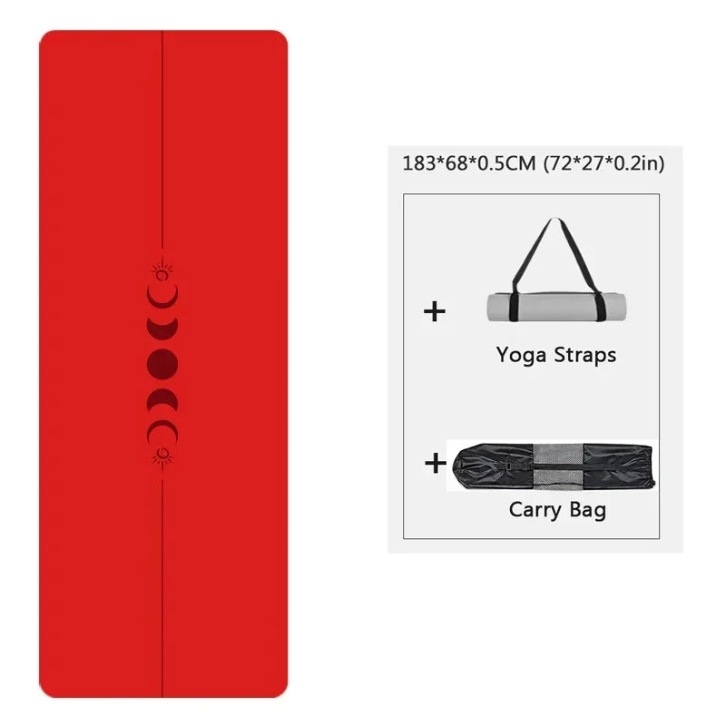 183cm Natural Rubber PU Yoga Mat Thickened, Widened, Shock-absorbing Non-slip, Sweat-absorbent, Sun-moon Fitness Meditation Mat