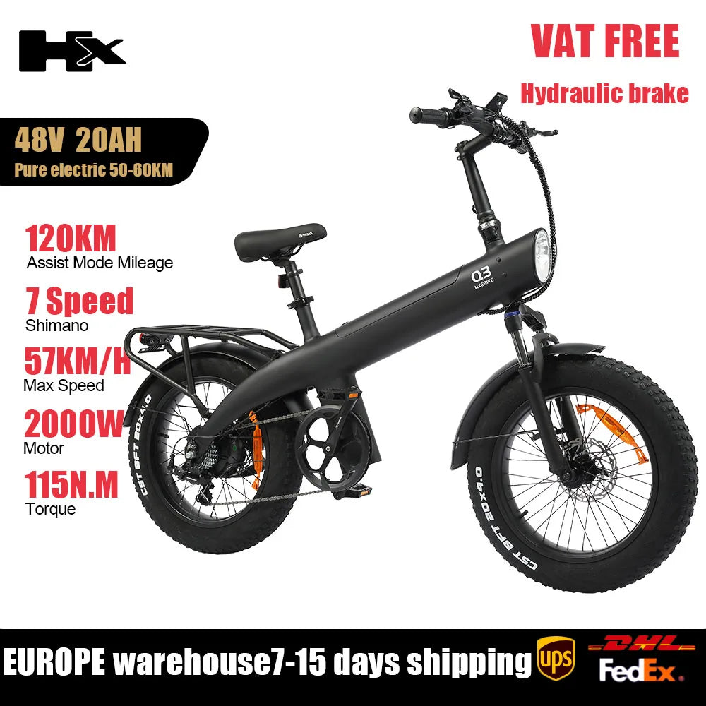 HX Q3 All-Terrain Electric Bike 48V 20Ah Long Range 2000W Ebike 57KM/H Electric Dirt Bike Fat Tire City Electric Bicycle E Bike