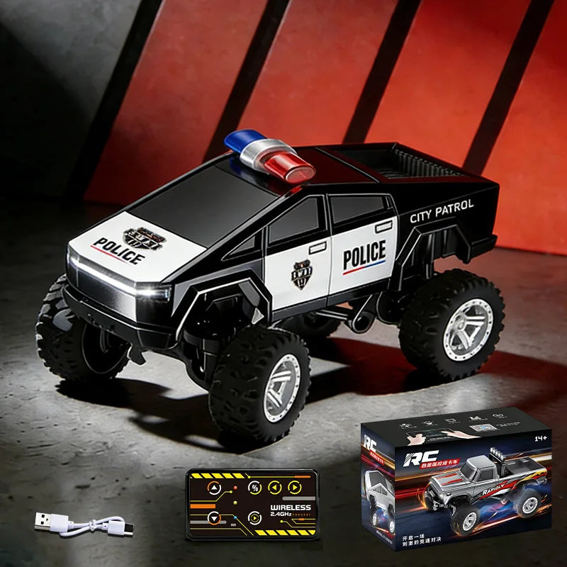 1：64 Mini Remote Control Off Road Truck Alloy Shell Rechargeable With Led Lights Anti Collision Night Play Electric Toy For Kids