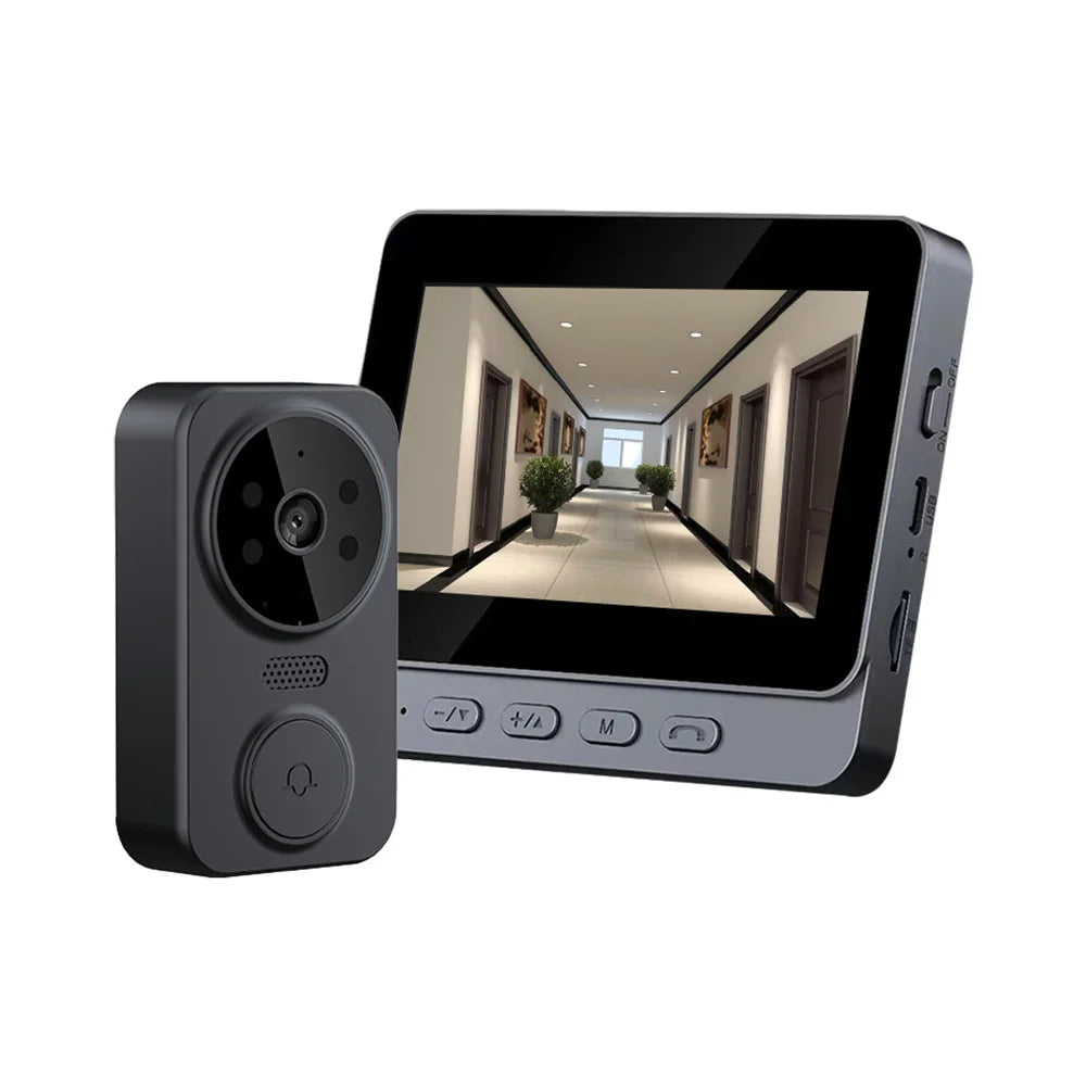 4.3 Inch IPS Screen Doorbell 2.4G Wireless Visual Intercom Doorbell Wireless Smart Video Monitoring Intelligent Doorbell Two-Way