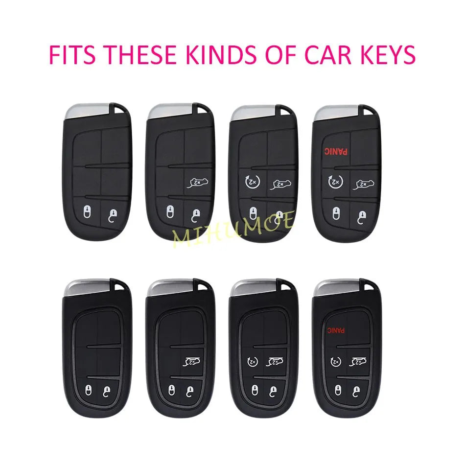 For Jeep Grand Cherokee Renegade Compass Dodge Charger Challenger Dart Chrysler Fiat 500X Black Transparent Key Fob Case Cover