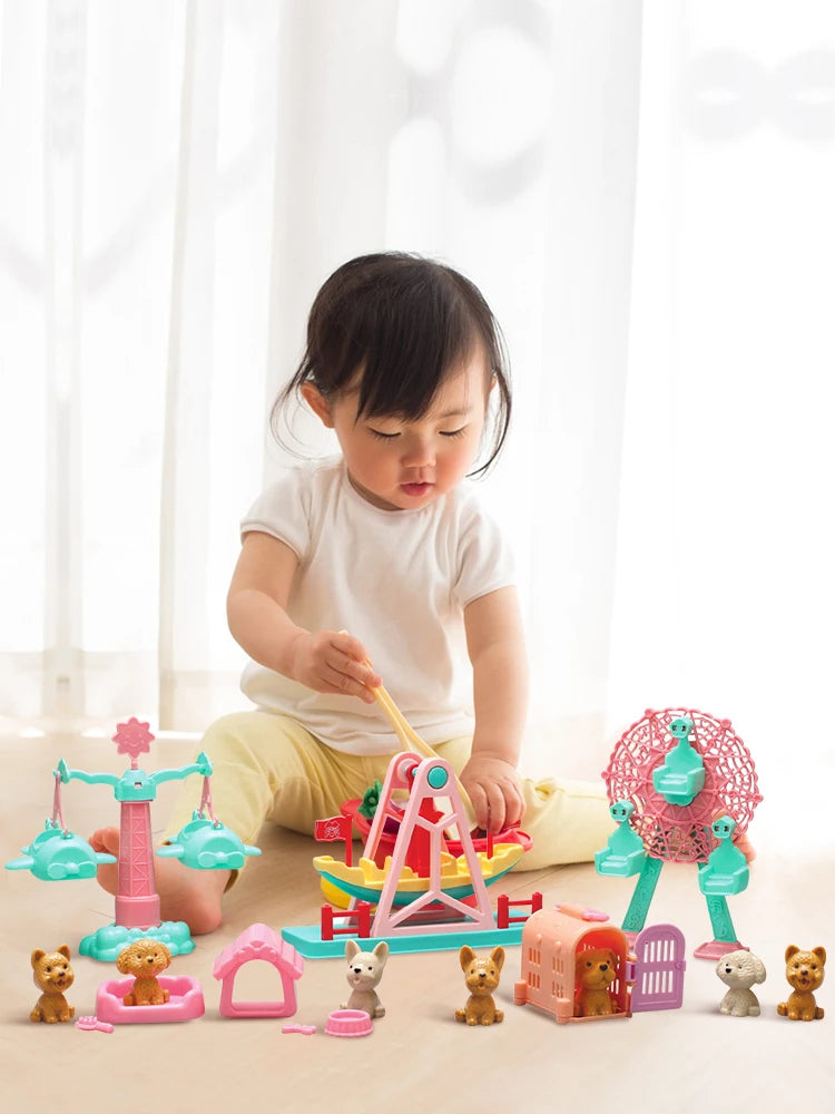 Children's DIY Mini Simulational Amusement Pet Dog Cat Park Toys Appliance Play Pretend Toy Set For Girls Boys Birthday Toys