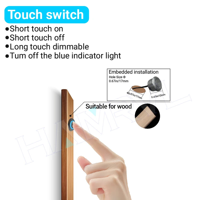 Touch Sensor LED for Wood Slat Wall Panels Decor No-drill Black/Silver Aluminum Bar Light Shelf Kitchen Wardrobe Closet Lighting