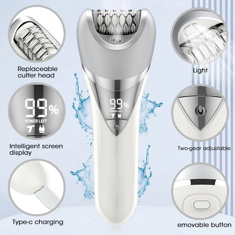 7in1 Electric Hair Removal for Women Bikini Trimmer Razor Massager Foot Callus Remover Waterproof Body Epilator Facial Razor