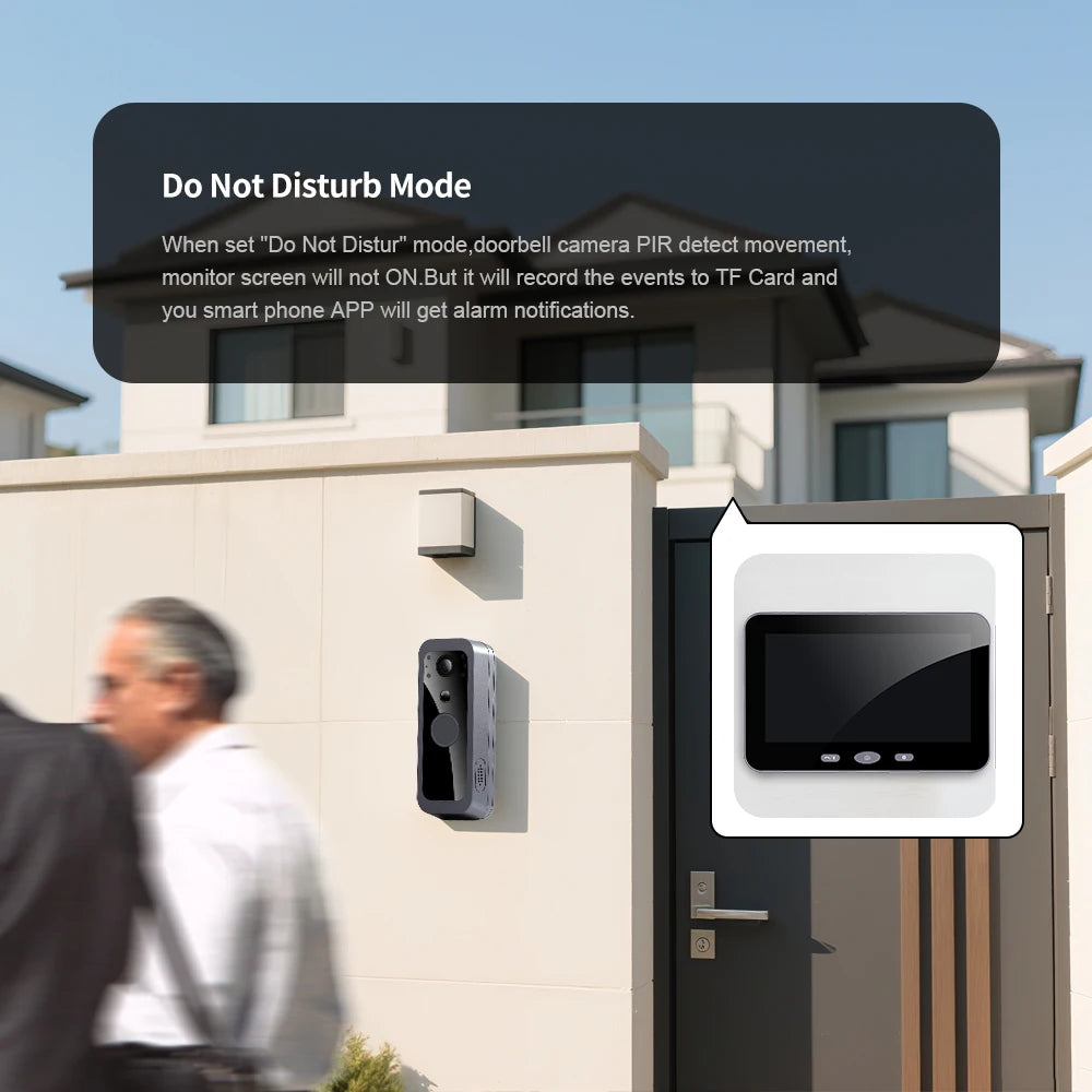 Tuya Smart Wireless Doorbell Camera Outdoor WiFi Audio Video Door Phone Intercom System 1080P 5'' Monitor Screen No Monthly Fees