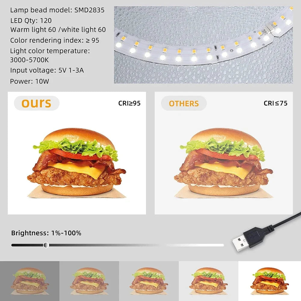 Lightdow Photo Studio Light Box Kit 12"x12"（30x30x30cm） with 120pcs LEDs 6 Backdrops for Photography Portable Dimmable Versatile