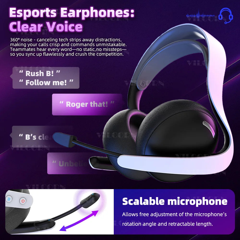 2025 Wireless Gaming Headset with Microphone For PS5 PS4 Switch Mobile PC E-sports noise-canceling Headphones 7.1Surround Sound