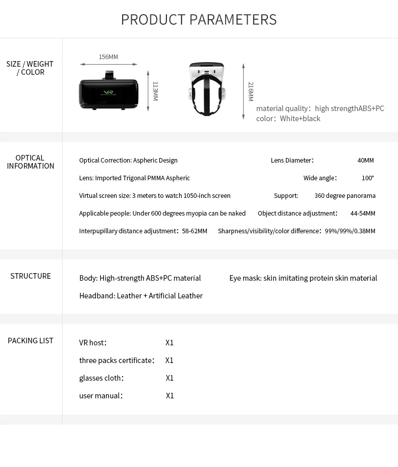 Virtual Reality VR Glasses Headset Viar Devices 3D Helmet Lenses Smart Goggles For Phone Smartphones Cell Viewer Mobile Game Set