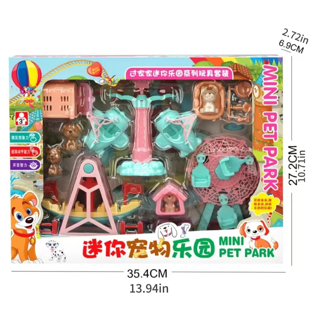 Children's DIY Mini Simulational Amusement Pet Dog Cat Park Toys Appliance Play Pretend Toy Set For Girls Boys Birthday Toys