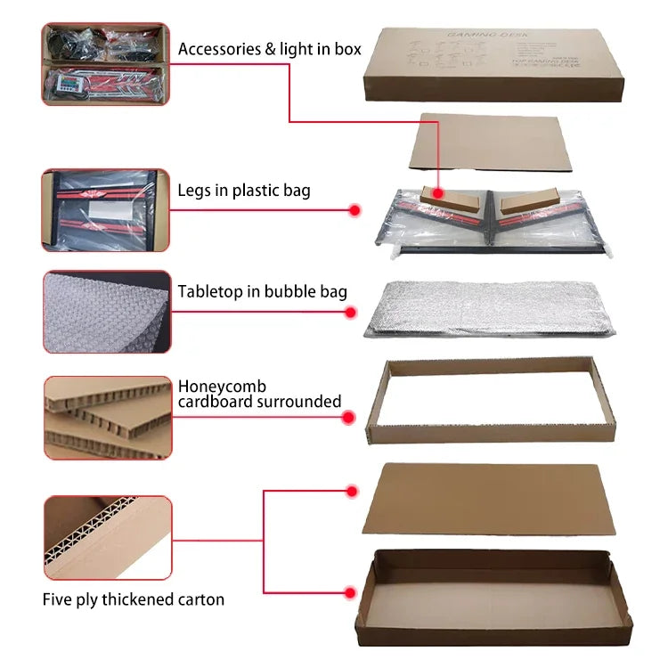 Factory wholesale carbon fiber desktop gaming desk custom black white racing gaming table design PC computer desk for E-sports