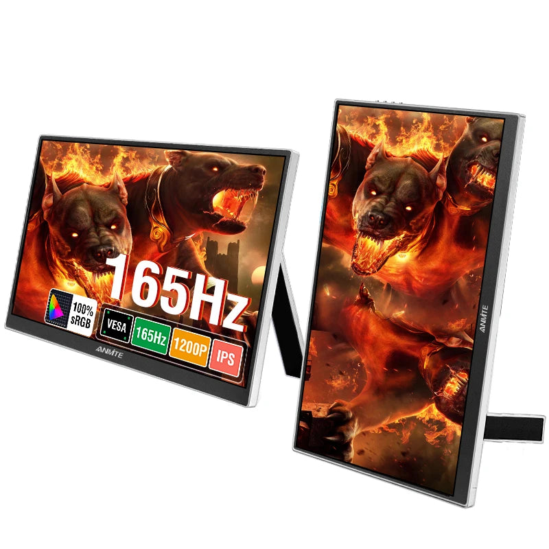 16-Inch Portable Gaming Monitor 165Hz/120Hz 300cd/m Low Blue Light For XBox PS4 / 5 Switch Cell Phone PC Loptop Extension