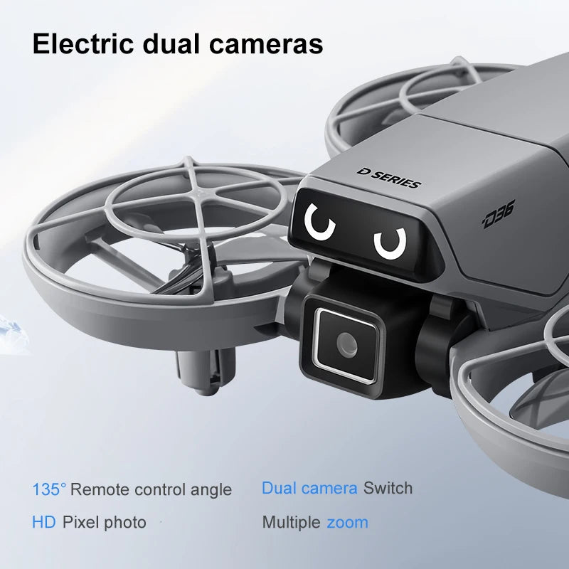 D36 Drone 4K HD Aerial Photography Dual Cameras Screen RC Quadcopter with Dynamic Lighting Optical Flow UAV Toys Gifts