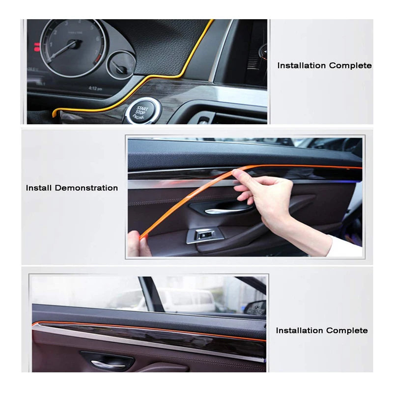 Car Interior Atmosphere Lighting LED Strip DIY Flexible EL Cold Light Line Tube With USB Auto Decoration Ambient Lamp