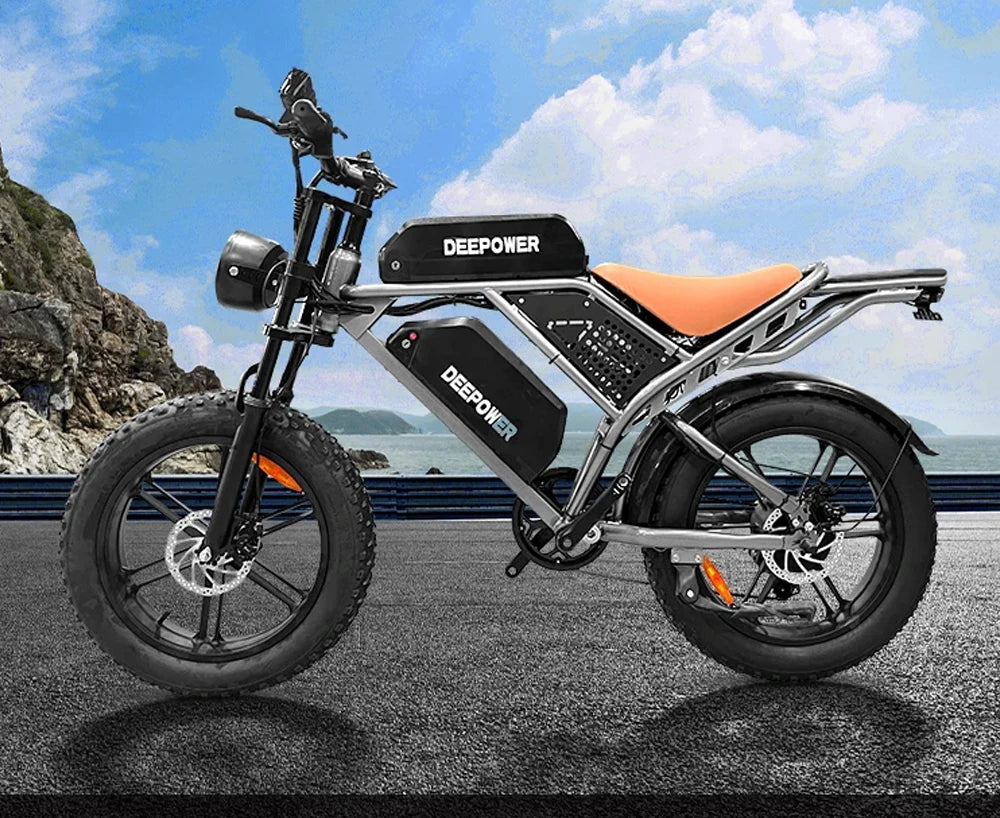 Electric Bike 48V60Ah 1500W 20 Inch Fat Tire Ebike for Adults Mountain Off-Road Dual Batteries Electric Bicycle free of duty