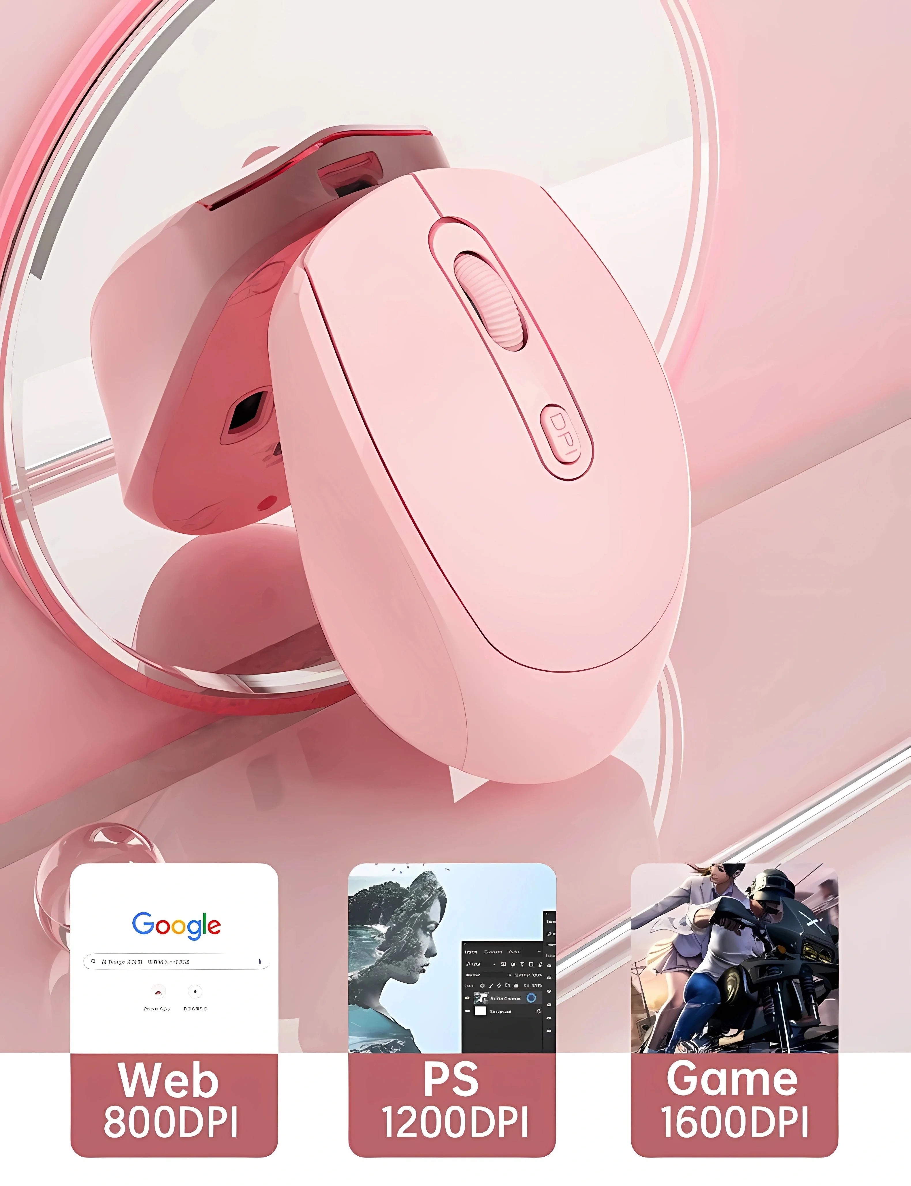 Wireless Mouse 2.4G Bluetooth-Compatible Wireless Computer Mouse USB Silent Game Mice For PC Laptop Macbook Tablet Female Office