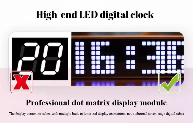 LED Desk Clocks Solid Wood Table Clocks Creative Digital Electronic Clock Modern WiFi Desktop Clock for Living Room Furniture