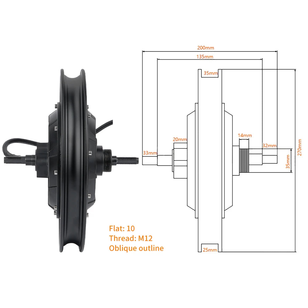 High Speed 14 inch Electric Bicycle Motor 36V-72v 1500W-3500W 120km/h Scooter Hub Motor High Speed Brushless Scooter Ebike