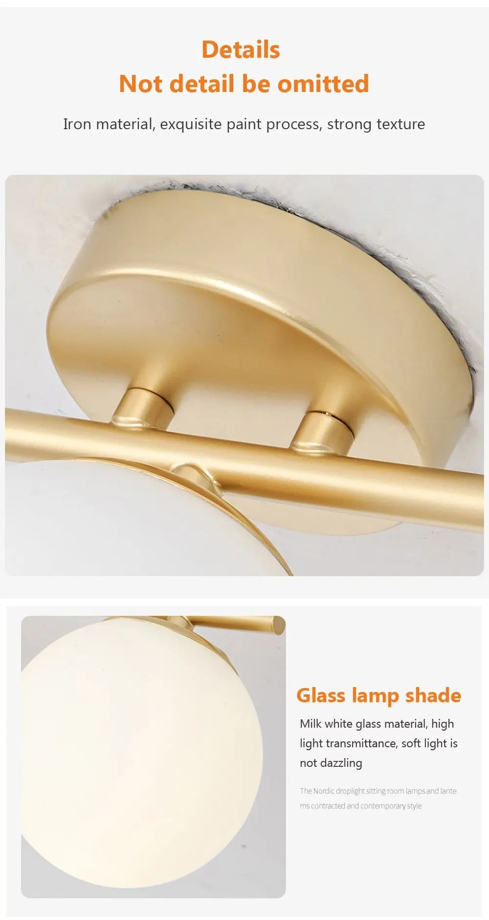 LED G9/E27 Wall Lamp Milky White Glass Ceiling Light Gold and Black Corridor and Passageway Light Minimalist Modern LED Lighting