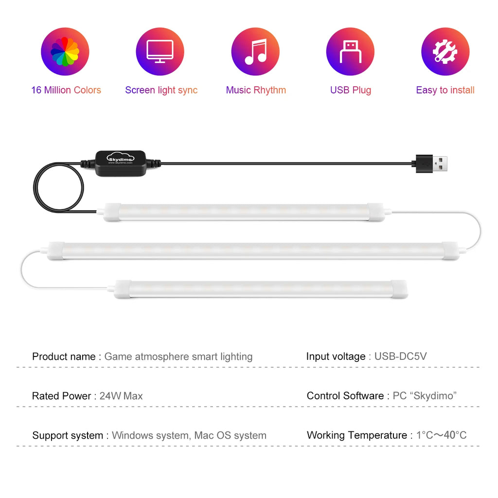 Smart Computer Monitor Sync Ambient USB LED Light Strip RGBIC PC Display Screen Backlight Gaming Decor Support Window/OS System