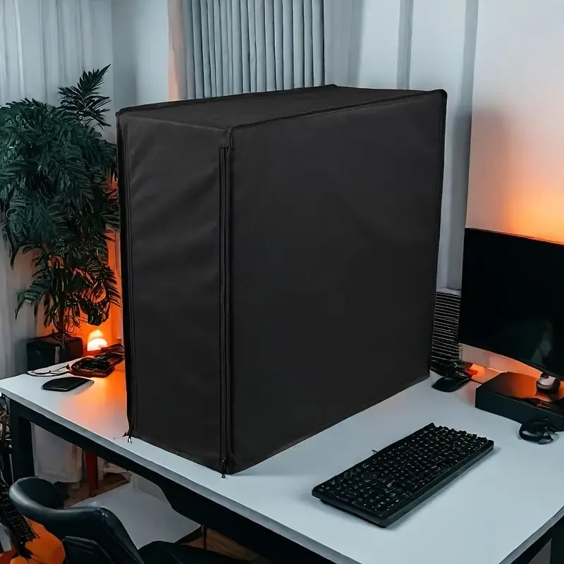computer Dust Cover - Black Desktop Protector for Mid-Tower Computers, Durable & Stylish Computer Case Cover, Waterproof Cover