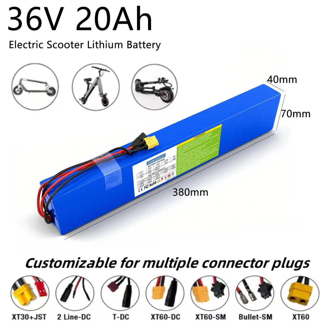 36V 10S4P 20Ah 18650 Battery Pack 250-750W  30A BMS 36v Lithium Li-ion Battery Electric Scooter 42v Electric Scooter Battery