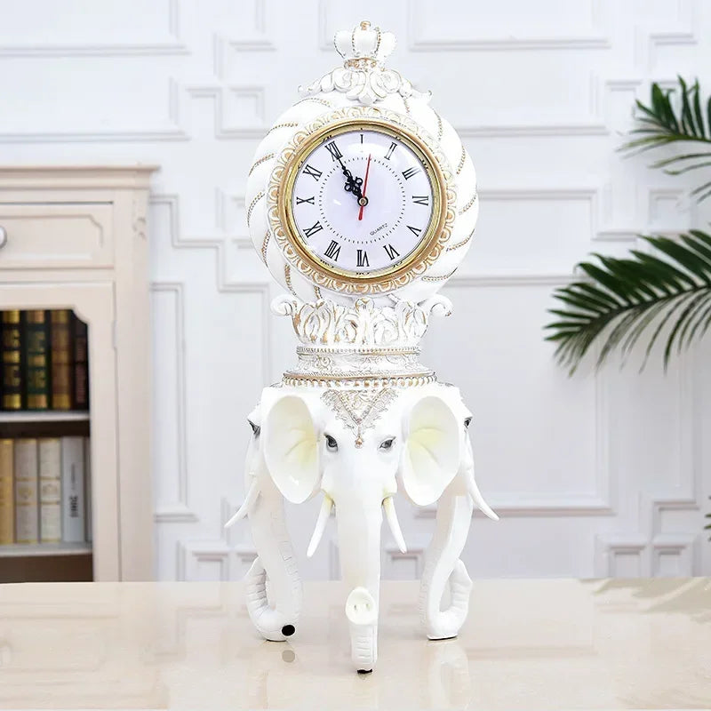 Desk Clock Vintage Creative European-style Desktop Ornaments Animal Elephant Living Room Office Bedroom Home Decoration