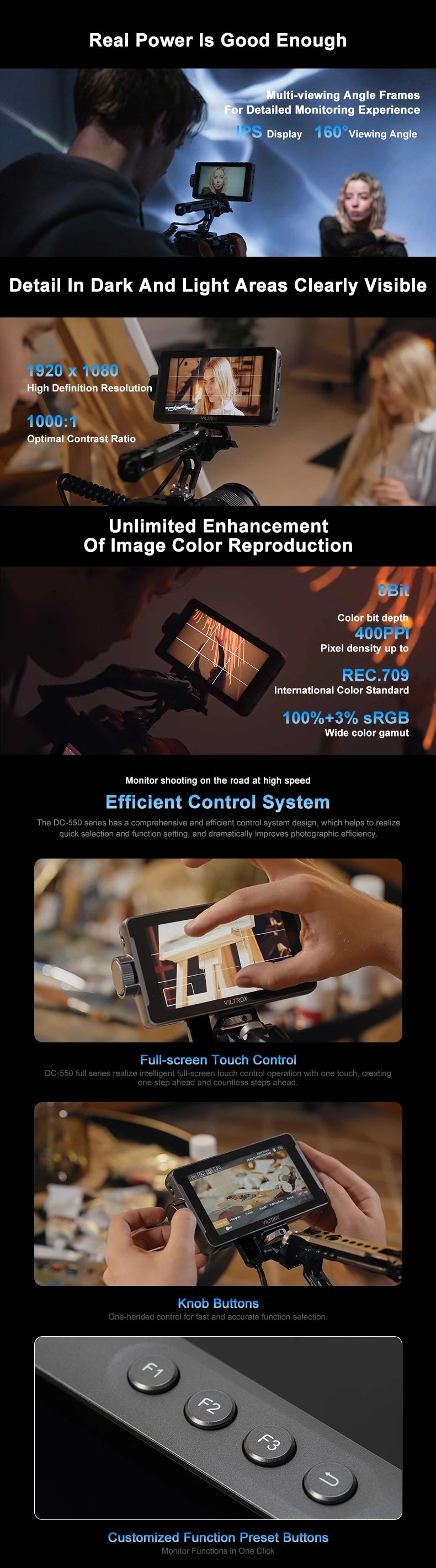 Viltrox DC 550 Pro Portable Monitor 5.5 Inch 4K 30HZ HDMI 1.4 Interface Camera Monitor with NP550 Battery for Outdoor Shooting