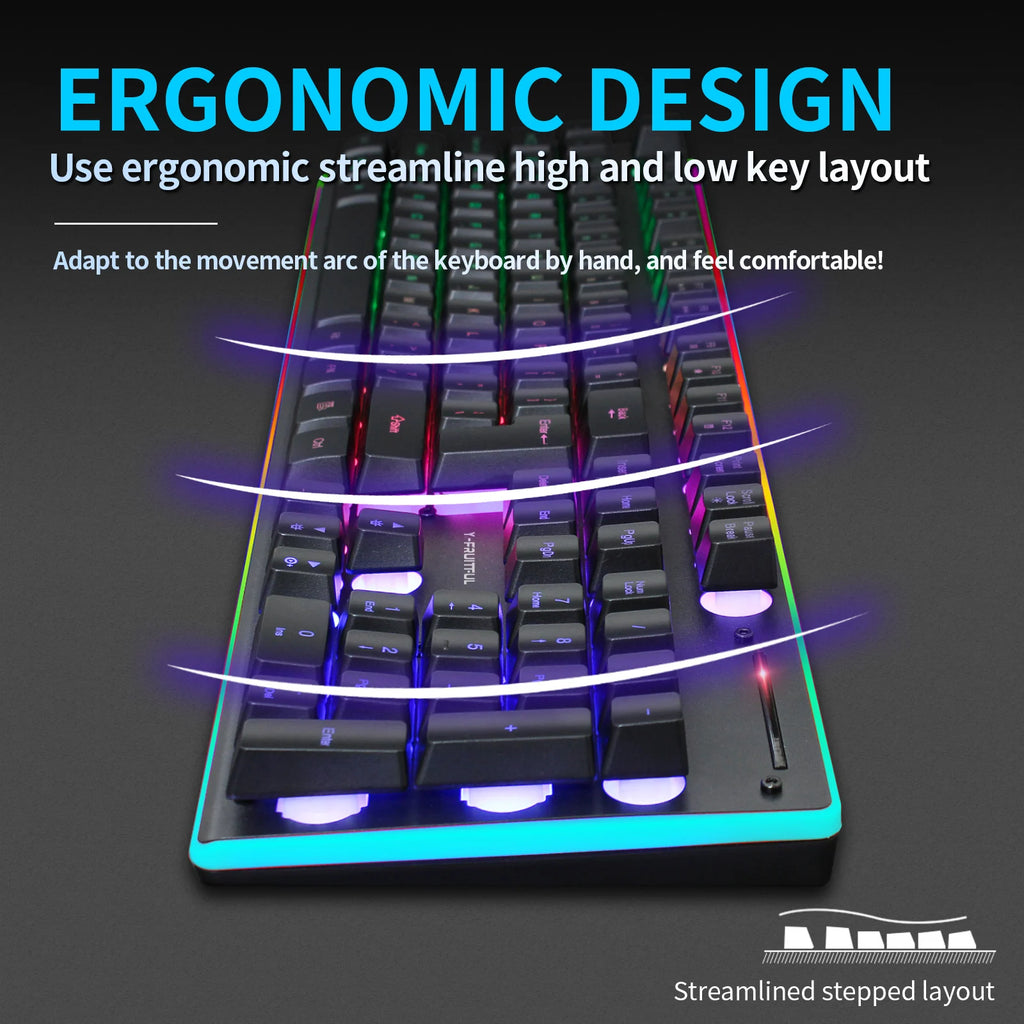 104 Keys RGB Computer Ergonomic Gamer Keyboard Mouse Wireless USB Rechargeable Gaming Mechanical Keyboard And Mouse Set Combos