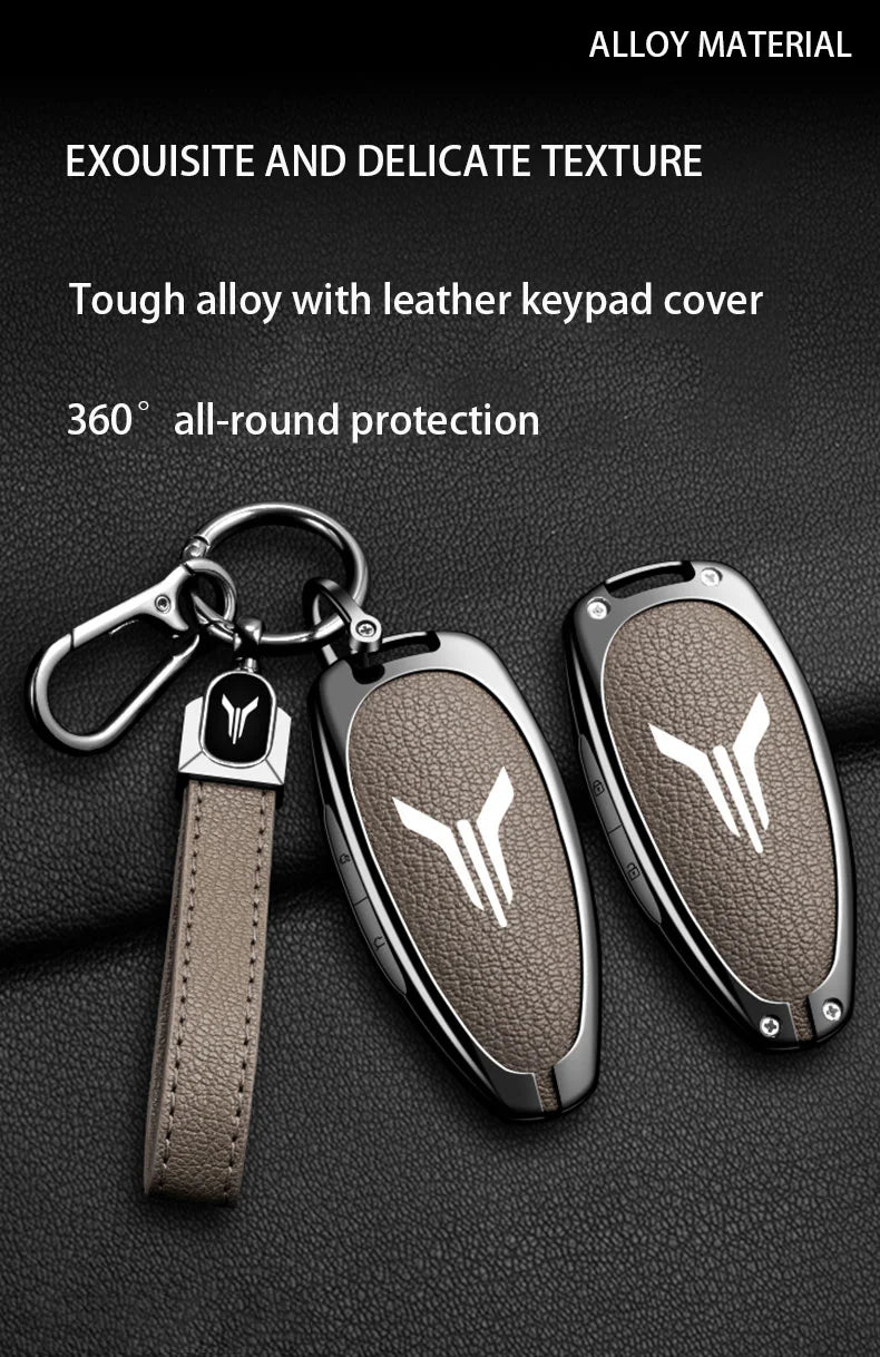 Car Key Case Cover Shell Fob For Voyah Free I-Land Dreamer 2021-2023 Keychain Auto Zinc Alloy Leather Key Protection Accessories