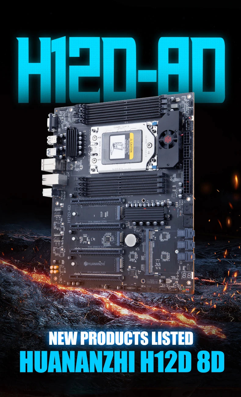 HUANANZHI H12D 8D AMD  Motherboard with BMC module support AMD EPYC 7002 7003 series CPU 8 channel memory Dual 2.5G network