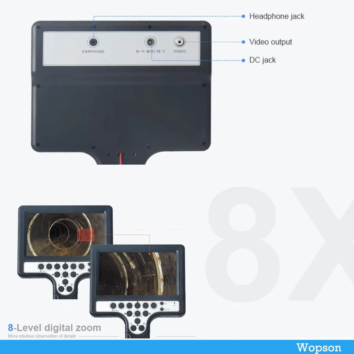 7'Inch LCD Handheld TFT Screen monitor Case for wopson handheld pipe inspection camera replace repair screen
