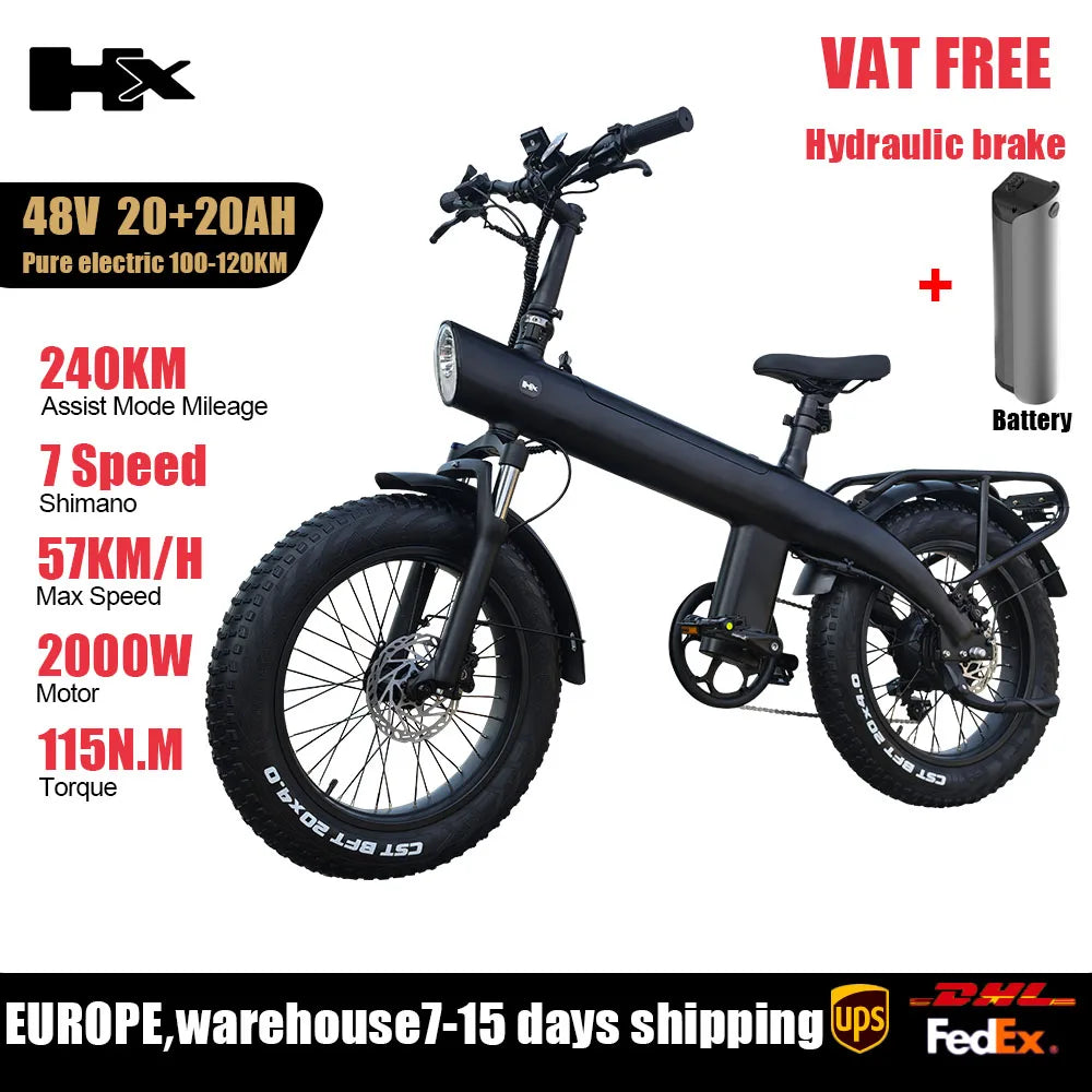 HX Q3 All-Terrain Electric bike 48V 20Ah electric bike 20 Inch Fat Tire ebike 2000W Electric bicycles electric dirt bike e bike