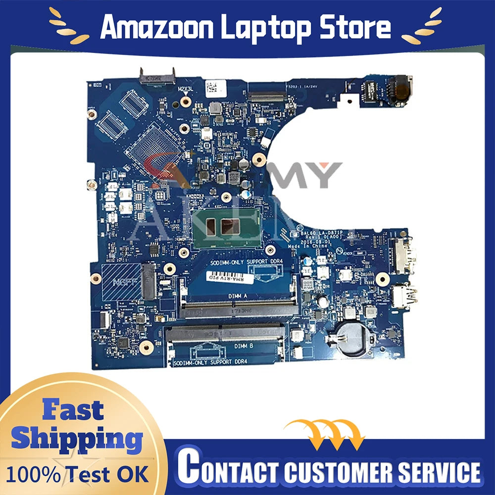 For Dell Inspiron 5566 Laptop Motherboard LA-D871P BAL60 CN-0J922J J922J CN-02PX9P i3 i5 i7-7th Gen CPU DDR4 Mainboard 5468