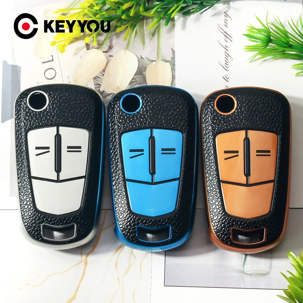 KEYYOU Fob  2/3 Buttons Leather TPU Car Key Case Cover Shell For Opel Vauxhall Astra H Corsa D Vectra Zafira Astra Vectra Signum
