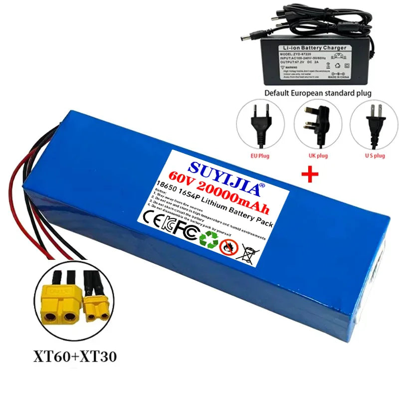 Air fast transportation 60V New Full Capacity Power 18650 Lithium Battery 20ah Lithium Battery Pack 16S4P Suitable for 250-2000W