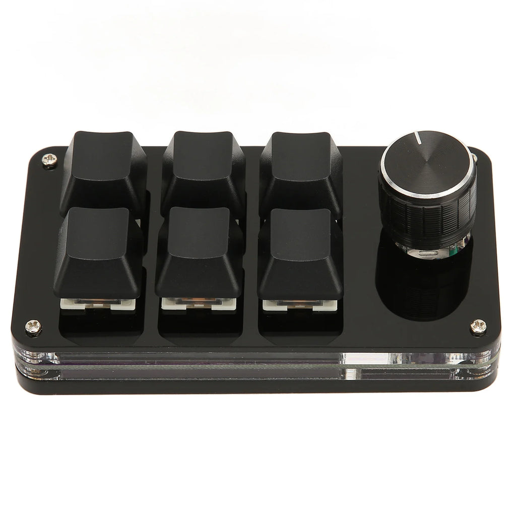 6 Keys Mini Mechanical Keyboard with Knob Plug and Play USB HID DIY Programmable Keyboard Multifunction OSU Gaming Keyboard