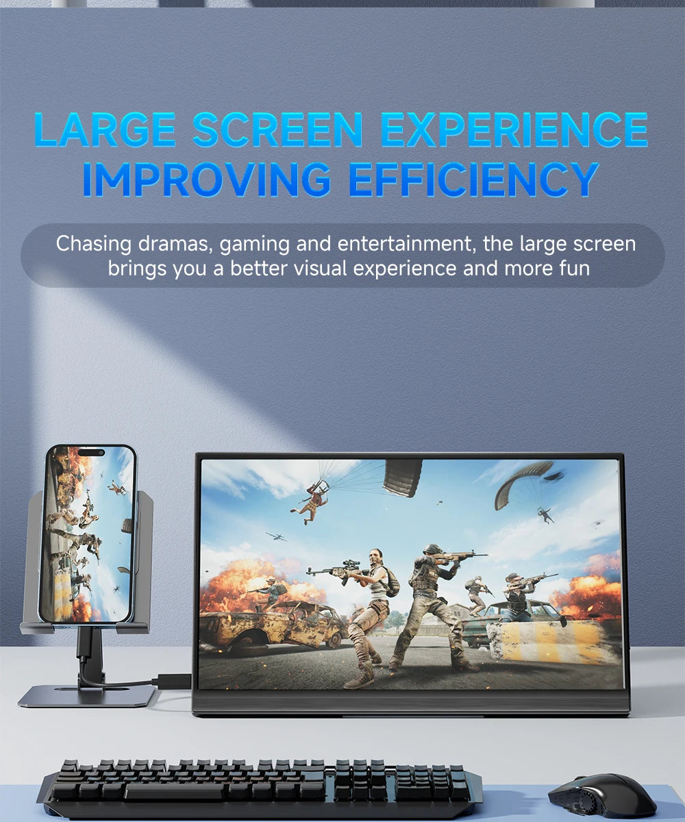 MUCAl 15.6 inch Portable Monitor FHD 1920*1080 Travel Gaming 15.6" Display Screen for Laptop Phone Switch ps4 ps5 XboX MacBook