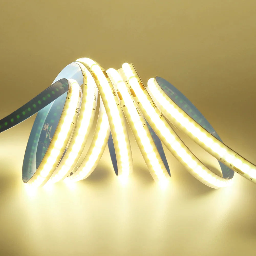 Led Strip COB 220V High Brightness 5m 10m 20m 50m Flexible Light Tape with IC Rectifier 230V 240V AC 240LED/m Linear Lighting