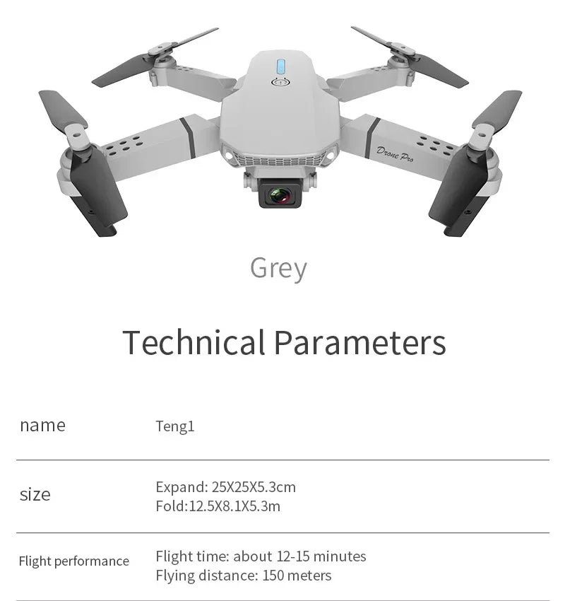 DWI D19 E88 Pro Drone 4K Professional HD RC Airplane Dual Camera Wide Angle Head Remote Quadcopter Toy Helicopter for Adults Kid