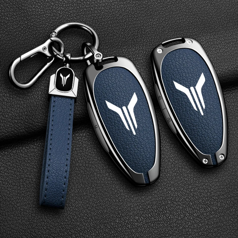 Car Key Case Cover Shell Fob For Voyah Free I-Land Dreamer 2021-2023 Keychain Auto Zinc Alloy Leather Key Protection Accessories