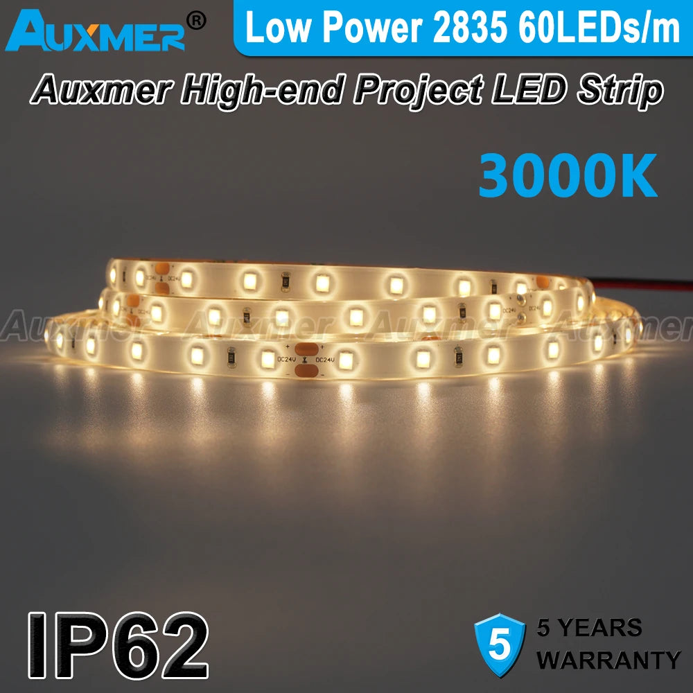 LED Strip Light Low Power 2835 60LEDs/m 4.8W/m,IP62 Waterproof,CRI90/95 Diode tape,DC12V/24V Led Lights for Room