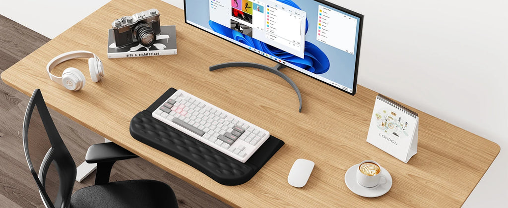 Computer Keyboard Wrist Rest for Desktop, 2 Angle Adjustment Ergonomic Keyboard Riser Holder Stand with Wrist Support for Office