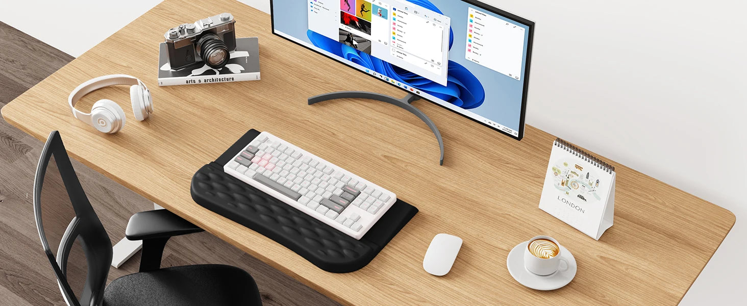 Computer Keyboard Wrist Rest for Desktop, 2 Angle Adjustment Ergonomic Keyboard Riser Holder Stand with Wrist Support for Office