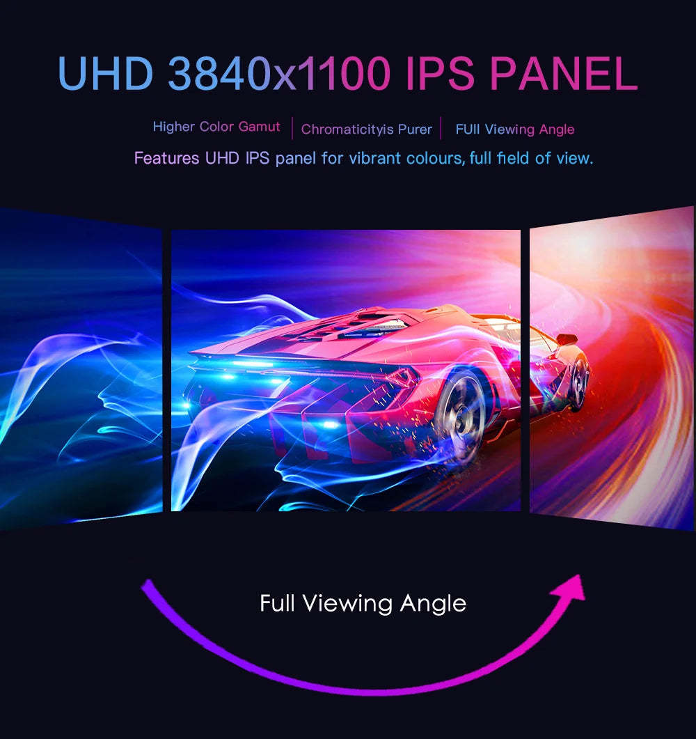 LESOWN 14.1 inch Long Portable Monitor 4K Ultra Wide Touch Screen Capacitive USB C HDMI IPS Laptop PC External LCD Monitor