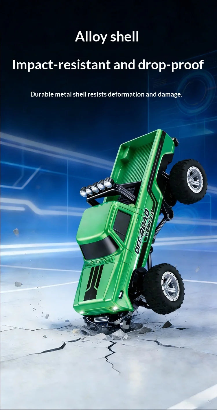 1：64 Mini Remote Control Off Road Truck Alloy Shell Rechargeable With Led Lights Anti Collision Night Play Electric Toy For Kids