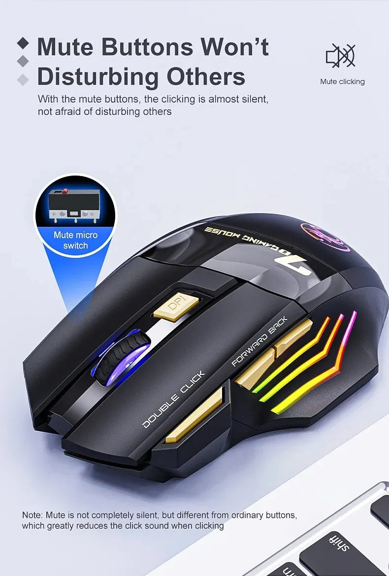 Wireless Gaming Mouse USB IMICE GW-X7 3200DPI Dual Mode Rechargeable 7 Keys 2.4Ghz Silent Mouse Bluetooth 7-color Breathing LED