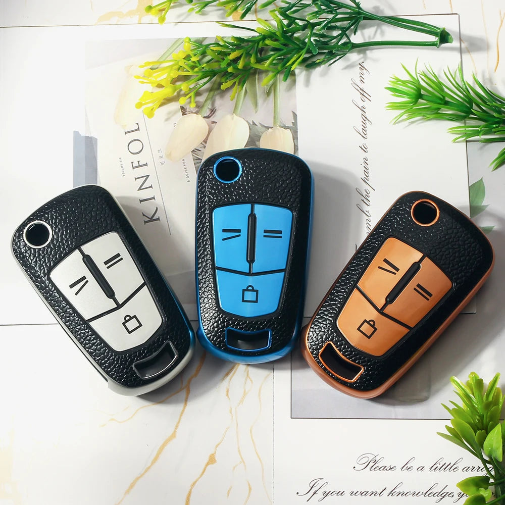 KEYYOU Fob  2/3 Buttons Leather TPU Car Key Case Cover Shell For Opel Vauxhall Astra H Corsa D Vectra Zafira Astra Vectra Signum