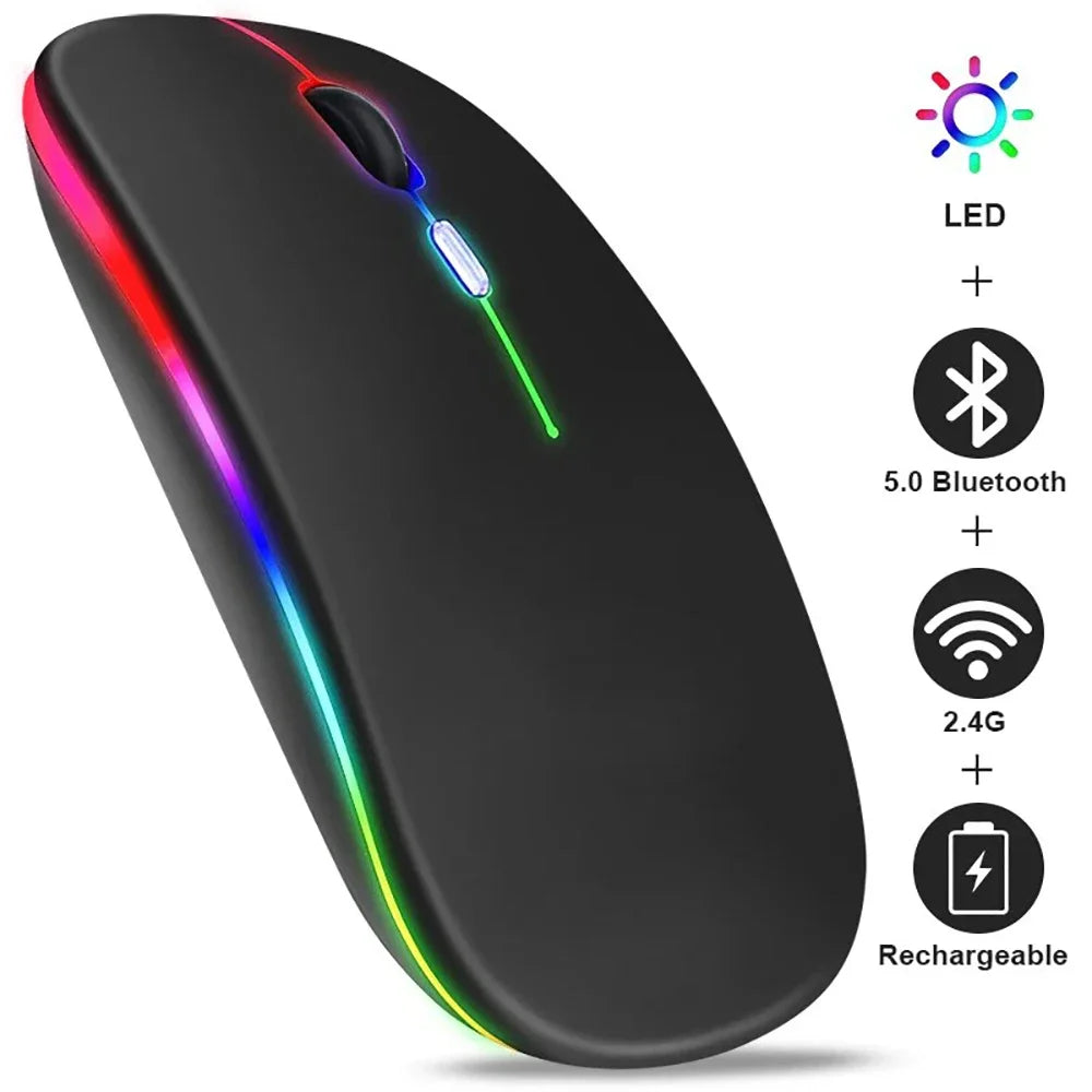 Wireless Mouse For Laptop PC Bluetooth RGB Rechargeable Mouses Wireless Computer Silent Mice LED Backlit Ergonomic Gaming Mouse